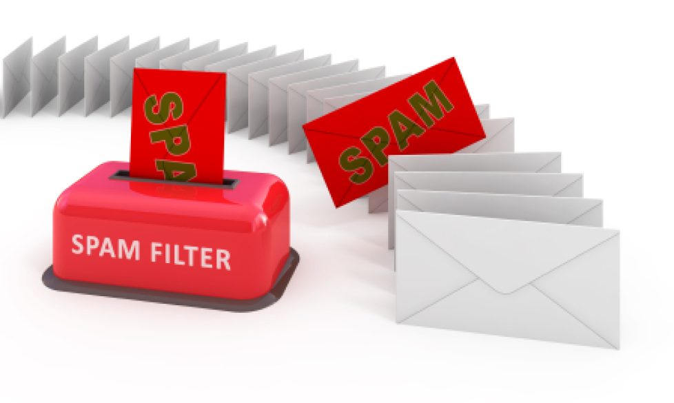 E-mail spam filter 3d concept